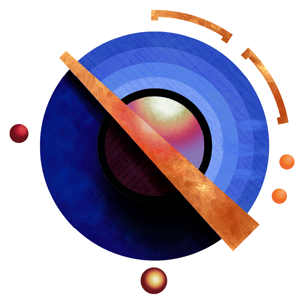 Blue circular target with orange arrow