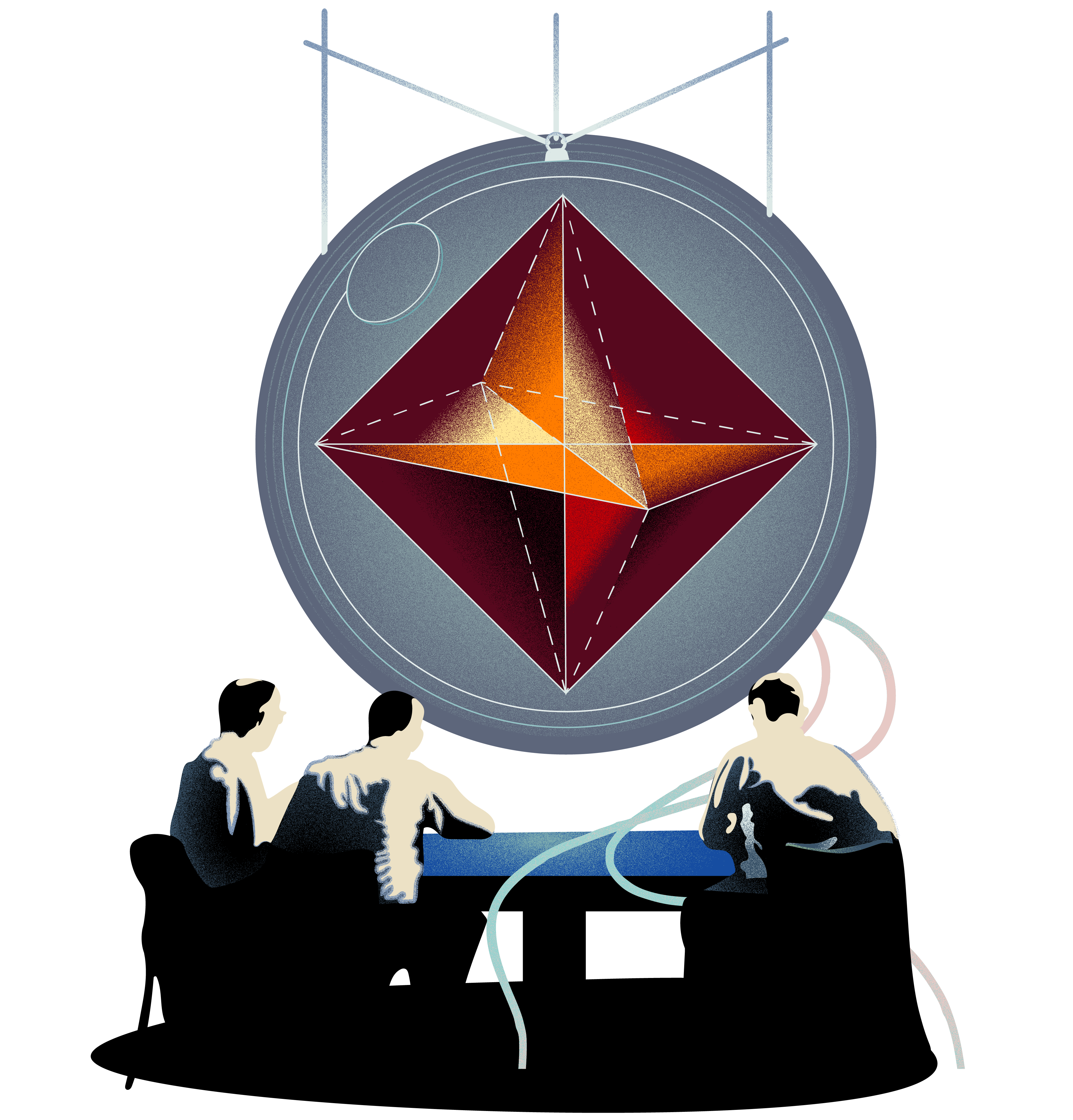 Geometric crystal shape with figures